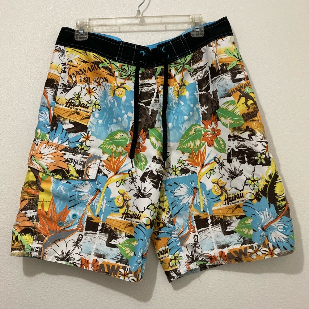 OP Ocean Pacific Swim Surfer Shorts Size 34 POLYESTER / DRAWSTRING.